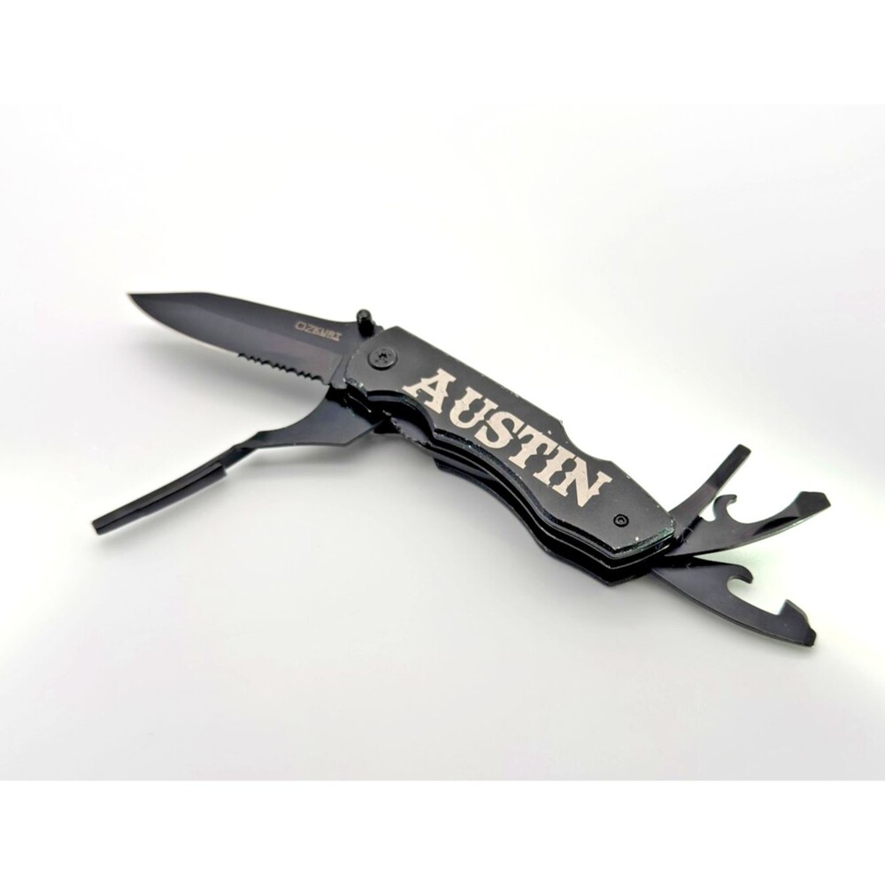 Austin Black Folding Multi-Tool Knife w/ Bottle Opener & Screwdrivers – Used